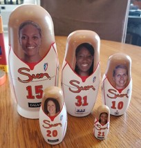 CONNECTICUT SUNS WOMEN&#39;S 2010 BASKETBALL WNBA NESTING DOLLS Some Chipped... - $12.86