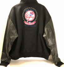 N.Y. YANKEES 25 W.S. Champs 1949-1999 Vintage Black Wool Leather Jacket XL New - £195.40 GBP