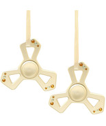 (Qty 2) 24k Gold Plated Triangle Spinner Christmas Ornament w/ Matashi C... - $944.61 MXN