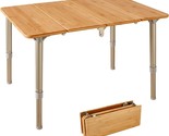Atepa Small Bamboo Folding Table, Adjustable Height 4-Fold, Easy To Carr... - £76.57 GBP