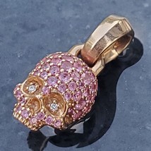 3Ct Simulated Pink Sapphire Charm Skull Pendant 14K Rose Gold Plated Silver - £156.44 GBP