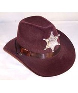 KIDS BROWN VELVET SHERIFF HAT W BADGE cowboy headwear CHILDRENS BOYS hat... - $159.34 MXN