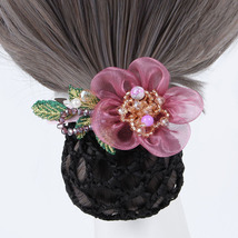 Crystal Bead Chiffon Flower Hair Bun Clip - £5.50 GBP