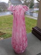 Rare  VINTAGE FENTON GLASS VASA MURRHINA ROSE MIST large 14.5 inches tall - $279.00