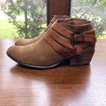 STEVE MADDEN Regennt Boot Womens 7.5 Brown Leather Strappy Ankle Bootie Shoe 916 - £13.30 GBP