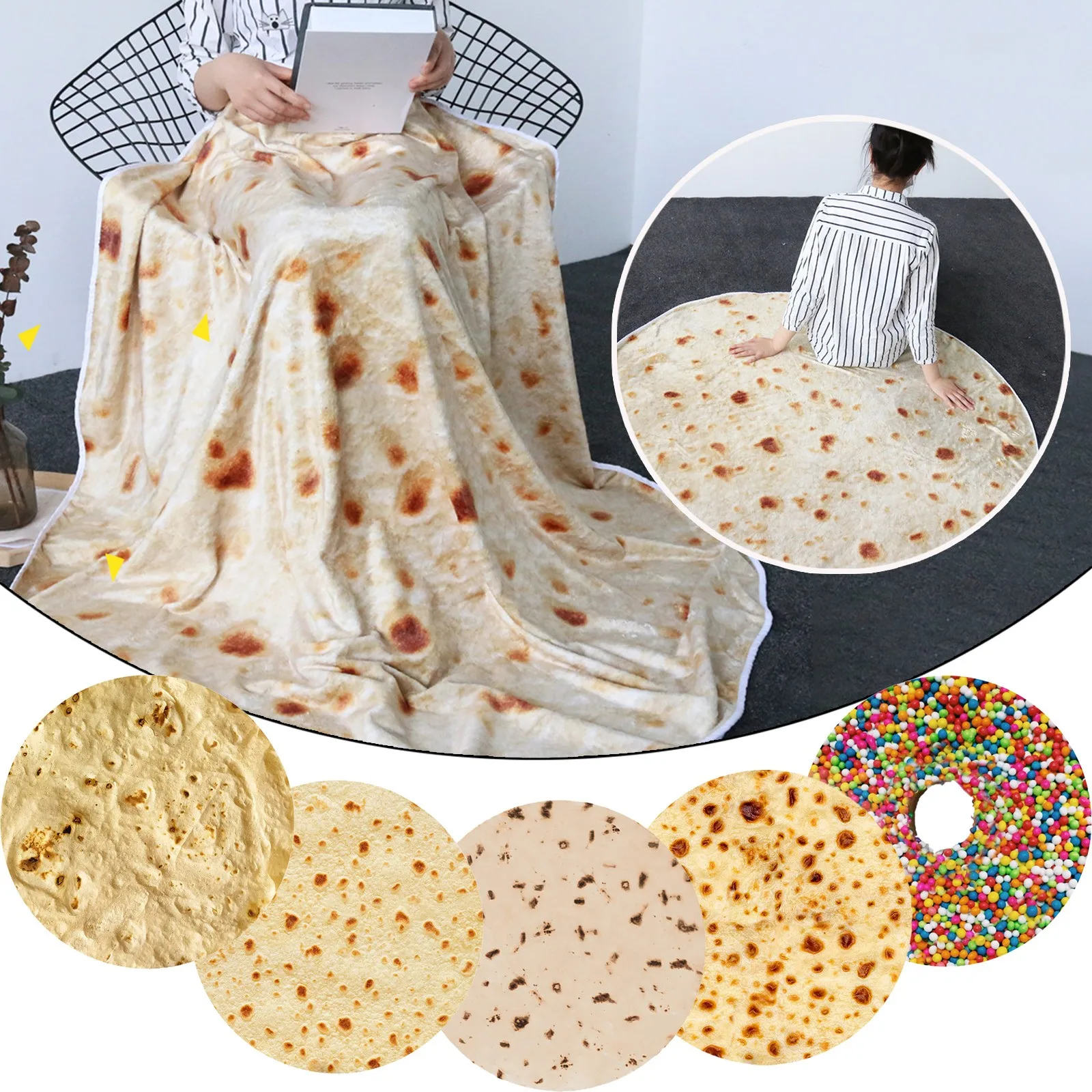 Realistic Fun Food Taco Burrito Tortilla Blanket Soft Warm Flannel Throw - £19.34 GBP+