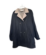 Elan Womens Overcoat Black 1X Long Sleeve Side Snap Button Slash Pockets - $38.61