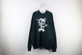 Vintage 90s Country Primitive Womens XL Snow Bird House Layered Sweatshirt Green - £34.87 GBP