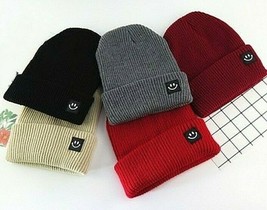 Winter Beanie Hat Smile Face Logo Men Women Adult Teens Youth Ski Snow Cap - $304.58 MXN