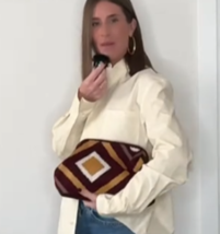 ZARA BNWT 2025. BURGUNDY MUSTARD SMALL CONTRAST CLUTCH BAG. 1445/003/605 - $88.68
