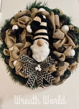 WINTER GNOME WREATH IN NEUTRAL COLORS NEW HANDMADE - $94.99
