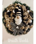 WINTER GNOME WREATH IN NEUTRAL COLORS NEW HANDMADE - £75.27 GBP