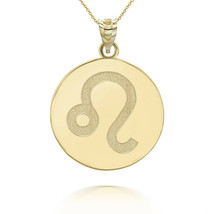 Personalized Name 10k 14k Solid Gold Zodiac Sign Leo Pendant Necklace - £191.72 GBP