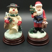 Vintage Santa Claus And Snowman Figurine Lot Christmas Trees Presents Resin  - £9.41 GBP