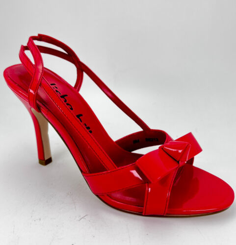 Primary image for Alisha Hill Angelina Red 3" High Heel Women's Shoes Patent Bow Sandal Size 9.5