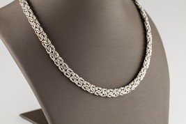 Sterling Silver Byzantine Chain Necklace 17&quot; 6 mm Wide - £116.81 GBP