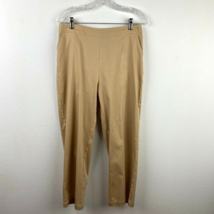 Dialogue Tan Twill Pants Career Trouser QVC Straight Leg Side Zipper Pockets 10 - £15.50 GBP