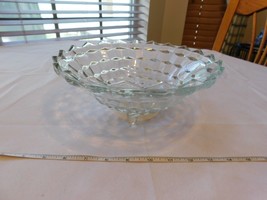 Unbranded Clear Glass Footed Serving Dish Bowl Vintage 10&quot; wide X 4&quot; Tall~ - £20.69 GBP