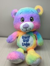 Fiesta Great Wolf Lodge Plush Rainbow Summer Teddy Bear 19&quot; colorful Embroidered - £10.05 GBP