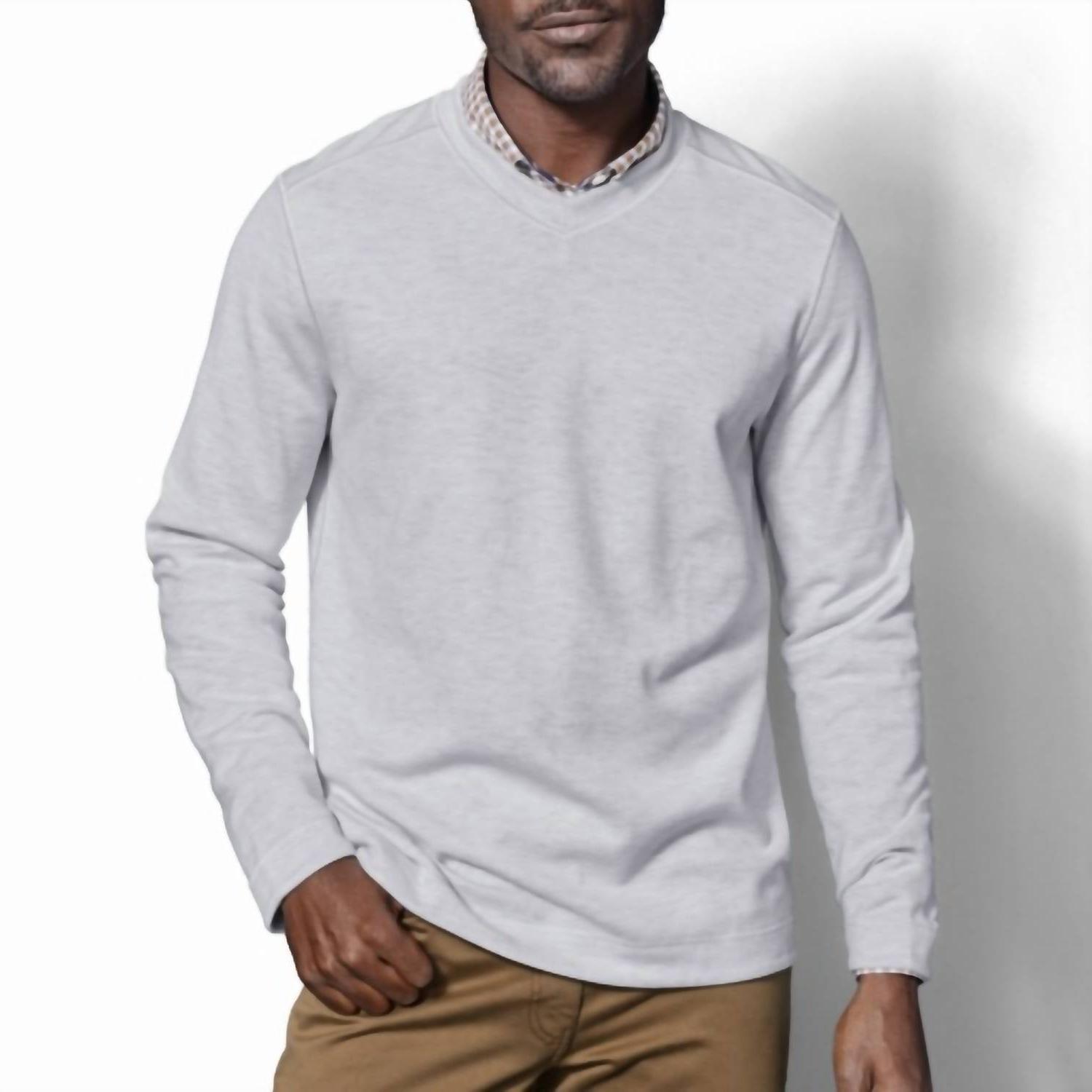 Johnston &amp; Murphy reversible long sleeve v neck shirt White/Storm - $44.00
