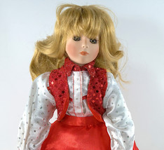 Paradise Galleries Porcelain Musical Doll Ruby  Guitar/Hat/Stand 4034  Works NIB - $24.99