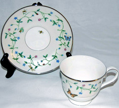 Lenox Idalia Tea Cup and Saucer Floral Platinum Banded 1st Quality New - $31.58