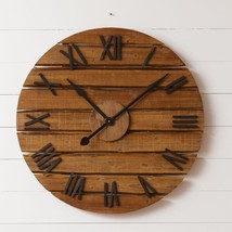 Wooden Slats Wall Clock with Distressed finish - 31 inch - £116.93 GBP