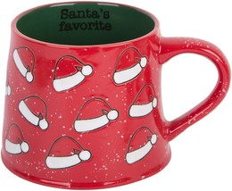 17oz Santa Hat Scatter Design Santa&#39;s Favorite Mug Set of 2 - £31.49 GBP
