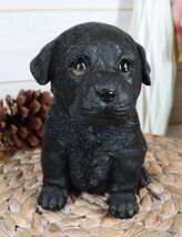 Sitting Adorable Black Labrador Retriever Puppy Dog Pet Pal Pooch Figurine - $36.42 CAD