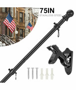 6FT Flag Pole Kit Heavy Duty Bracket Metal Pole With 2 Rotating Rings Fo... - €35,60 EUR