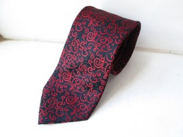 ATELIER TORINO Men’s Black Red Spiral 100% Silk Tie Necktie  - £13.24 GBP