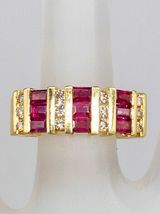 925 Silver Gold Plated 2.00 Ct Baguette Simulated Ruby Wedding Ring - £73.40 GBP
