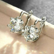 4.00Ct Round Cut Simulated 14k White Gold Plated Solitaire Drop/Dangle Earrings - £80.23 GBP