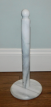 VINTAGE! Marble Paper Towel Roll Holder White Gray Pole Stand 13&quot; Taiwan... - $13.85