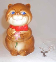 Cute Glazed Goebel Germany Porcelain Still Penny Bank w/ Key Cat Holding... - £46.93 GBP