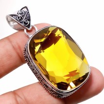 Lemon Topaz Vintage Style Gemstone Handmade Ethnic Pendant Jewelry 2.10&quot; SA 2290 - £7.06 GBP