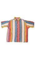 Freak N&#39; Chic Men&#39;s Boho 100% Woven Cotton Short Sleeve Top Rainbow Size XL GUC - £15.19 GBP