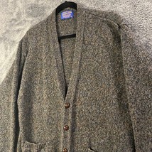 Pendleton Sweater Mens Large Grey Shetland Wool Cardigan Eclectic Grandpa - $41.65