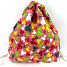 Minnie Mouse Backpack Sack Drawstring Pink Multi Color Tote Bag - $18.74