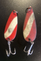 Two Vintage Fishing Lures Marked Japan - Red and White - Metal - £11.76 GBP