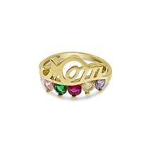 Real 14k Gold Mother Mom 5 Birthstone Ring Women Band Size 8 - £204.92 GBP