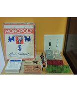 Vintage 1946-1951 Monopoly Game Parker Brothers Trading Game wood pieces - $17.09