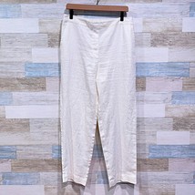 Chicos 100% Linen Wide Leg Ankle Pants Ecru High Rise Pull On Womens Medium 1.5 - £30.53 GBP