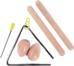 5 Pcs Musical Percussion Instrument Set For Kids, Include 1 Pair Wood Claves - £28.72 GBP