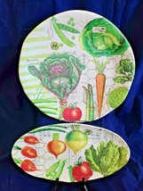 Michel Design Works Melamine Vegetable Kingdom Serveware Round And Oval Trays - £63.19 GBP