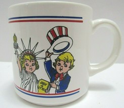 Vintage Campbells Soup Mug Kids Salute To America 10 Oz Uncle Sam Lady Liberty - £28.11 GBP