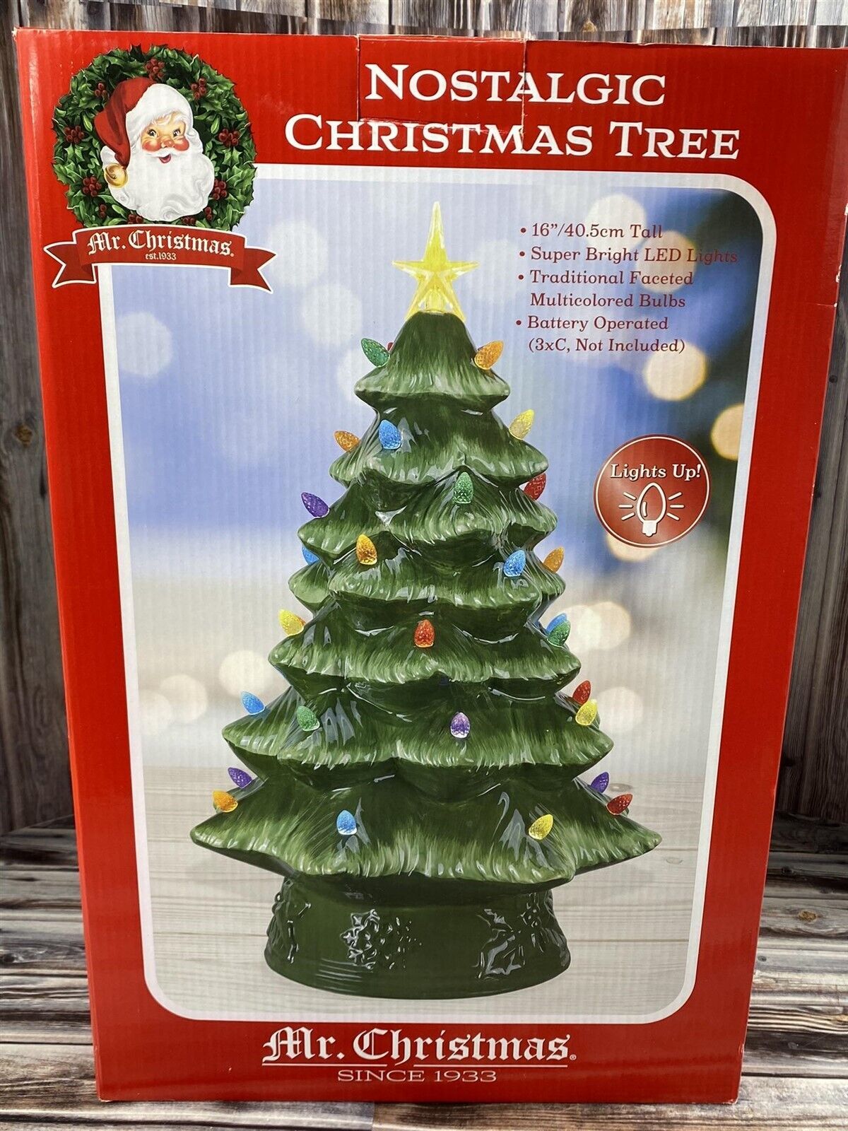 Primary image for Mr Christmas Ceramic LED Lighted 16" Glimmer Christmas Tree w/ Box - Works!