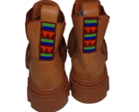 Farm Rio Lug Sole Chelsea Boots Platform Brown Beaded Tab sz 8.5 Flaw - £55.83 GBP