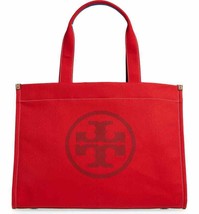 Tory Burch Ella ColorBlock Cotton Canvas TOTE ~NWT~ Liberty Red All Over - £180.01 GBP