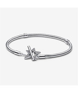 S925 Silver Moments Asymmetric Star T-bar Snake Chain Bracelet,Gift for Her - $28.70 CAD